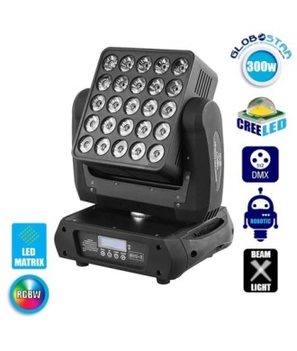 Επαγγελματική Κινούμενη Ρομποτική Κεφαλή LED MATRIX INFINITY ROTATE WASH 10° 25x12W CREE LED 230V DMX512 RGBW GloboStar 51150